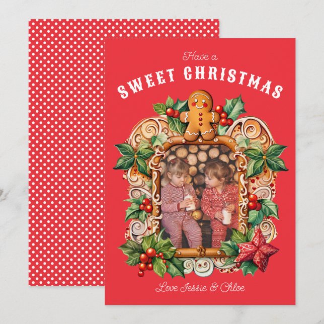 Tarjeta Festiva Foto de Sweet Gingerbread (Anverso / Reverso)