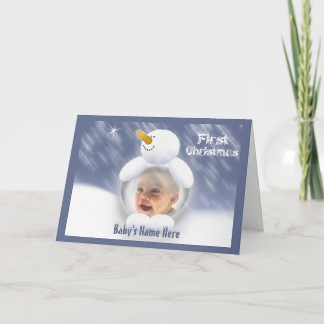 Tarjeta Festiva Foto de Template Baby's First Christmas (Anverso)