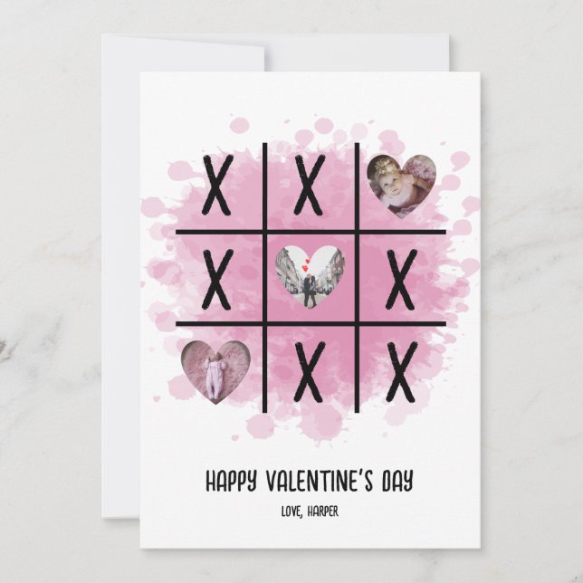 Tarjeta Festiva Foto de Tic Tac Toe Valentine (Anverso)