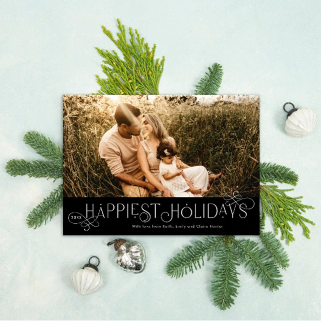 Tarjeta Festiva Foto de Tipo Flourished Loop de Loop (Loop de Loop Photo Holiday Card)