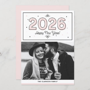 Tarjeta Festiva Foto de tipografía geométrica de Rubor Feliz Año N