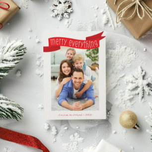 Tarjeta Festiva FOTO DE TODO FELIZ pancarta de familia moderna roj
