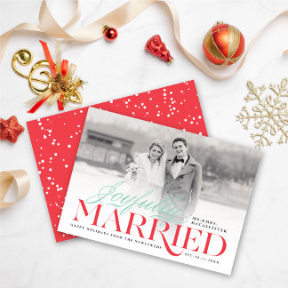Tarjeta Festiva Foto de un Boda clásico moderno jubiloso casado