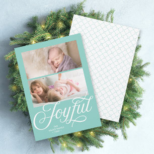 Tarjeta Festiva Foto de vacaciones alegres con letra cursiva elega