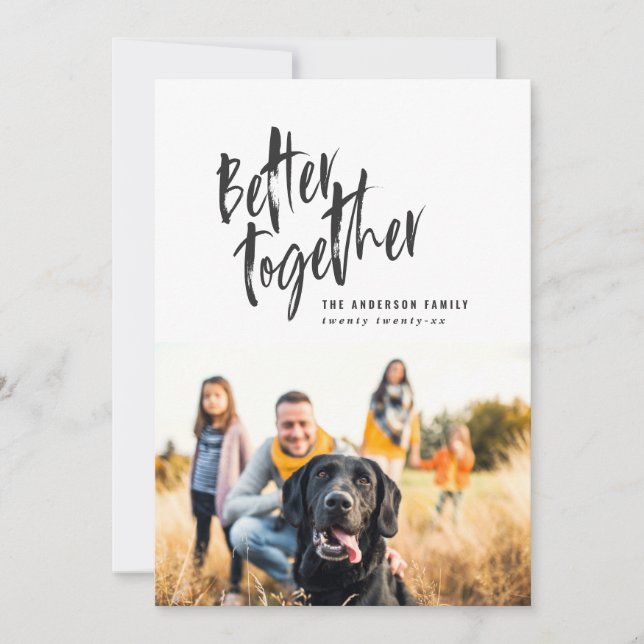 Tarjeta Festiva Foto de vacaciones de escritura mínima moderna (Anverso)