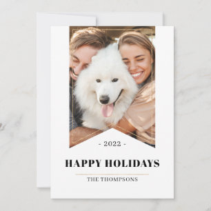 Tarjeta Festiva Foto de vacaciones felices minimalista de oro fals