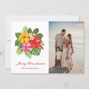 Tarjeta Festiva Foto de vacaciones florales tropicales Feliz Navid