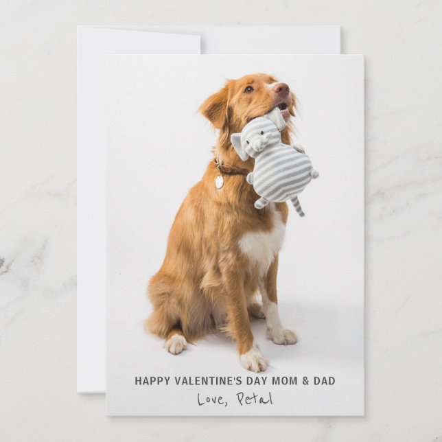 Tarjeta Festiva Foto De Valentine Para Mamá Y Papá De Dog Mascota  (Anverso)