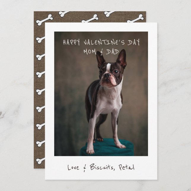 Tarjeta Festiva Foto De Valentine Para Mamá Y Papá De Perro (Anverso / Reverso)