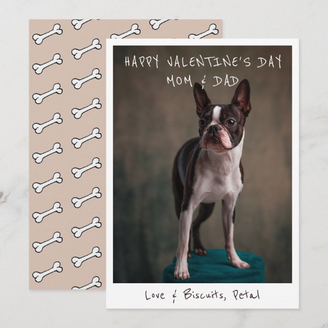 Tarjeta Festiva Foto De Valentine Para Mamá Y Papá De Perro (Anverso / Reverso)