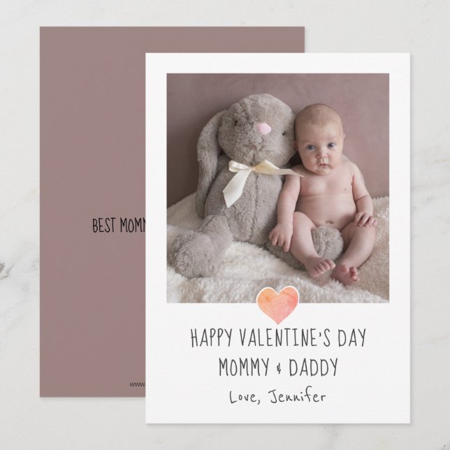 Tarjeta Festiva Foto De Valentine Para Mami Y Papi Nuevos Padres (Anverso / Reverso)