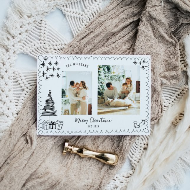 Tarjeta Festiva Foto de Viñage Merry Christmas Doodle (Subido por el creador)