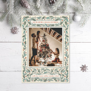 Tarjeta Festiva Foto de Vintage Holly