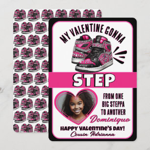 Tarjeta Festiva Foto de Zapatilla Rosa Fucsia/Negra para San Valen