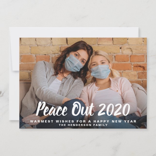 Tarjeta Festiva Foto del Año Nuevo de la Paz 2020 (Anverso)