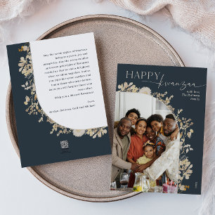 Tarjeta Festiva Foto del Boho Botanical Happy Kwanzaa