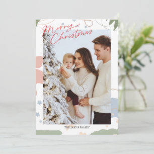 Tarjeta Festiva Foto del boho Minimalista de moda del árbol navide