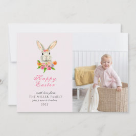 Tarjeta Festiva Foto del conejito Cute Watercolor Easter