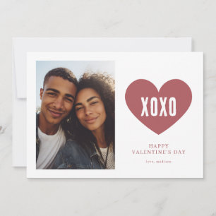 Tarjeta Festiva Foto del corazón XOXO Día de San Valentín