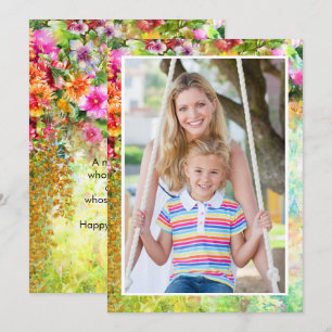 Tarjeta Festiva Foto del Día de la Madre Acuarela Nombre del Jardí