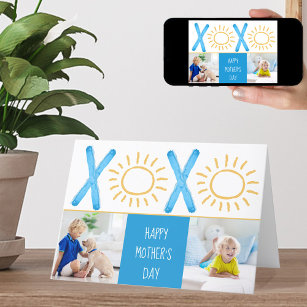 Tarjeta Festiva Foto del Día de la Madre XOXO Sunny Blue Card