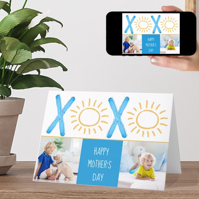 Tarjeta Festiva Foto del Día de la Madre XOXO Sunny Blue Card (Subido por el creador)