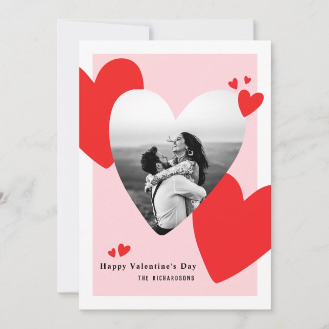 Tarjeta Festiva Foto del Día de San Valentín Feliz y Personalizado (Anverso)