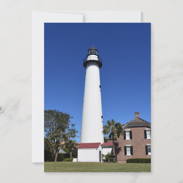 Tarjeta Festiva Foto del faro de la isla de St. Simons en una (Anverso)