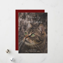 Tarjeta Festiva Foto del gato de Meowy Navidades