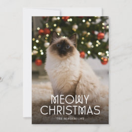 Tarjeta Festiva Foto del gato de Meowy Navidades