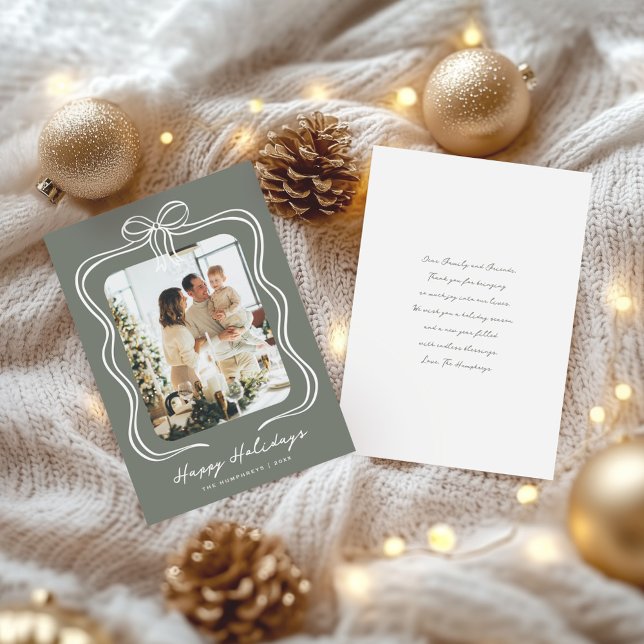 Tarjeta Festiva Foto del Ilustracion Sage Green Bow (Subido por el creador)