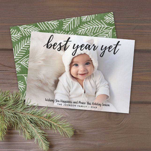 Tarjeta Festiva Foto del mejor año aún - caligrafía moderna (Modern Christmas Card with 1 Photo - Download Option Available)