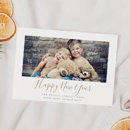 Tarjeta Festiva Foto del paisaje de Año Nuevo del oro minimalista