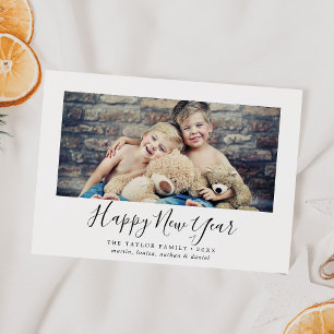 Tarjeta Festiva Foto del paisaje de Año Nuevo Feliz Minimalista