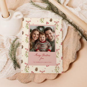 Tarjeta Festiva Foto del patrón de frambuesa de Pinecone