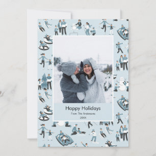 Tarjeta Festiva Foto del patrón de Navidades divertidos de la fami