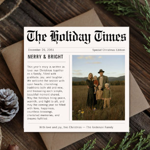 Tarjeta Festiva Foto del periódico de cosecha virgen Merry & Brigh