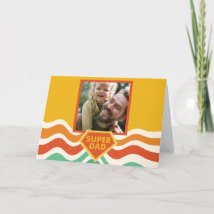 Tarjeta Festiva Foto del personalizado de Super Dad con ondas retr