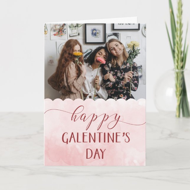 Tarjeta Festiva Foto del Personalizado del Día de Galentine Feliz (Anverso)