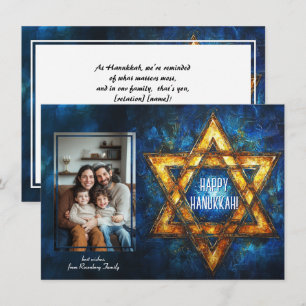 Tarjeta Festiva Foto del personalizado Happy Hanukkah ✡️, Star of 