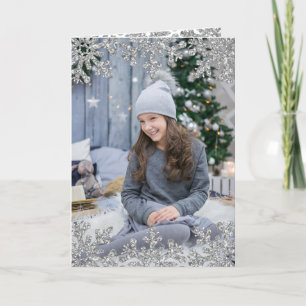 Tarjeta Festiva Foto del Personalizado Icy Snowflakes