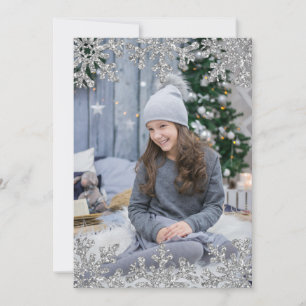 Tarjeta Festiva Foto del Personalizado Icy Snowflakes