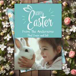 Tarjeta Festiva Foto del Personalizado Pastel Green Happy Easter