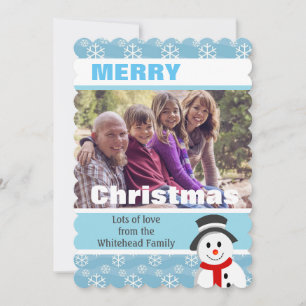 Tarjeta Festiva Foto del Personalizado Snowman and Snowflakes