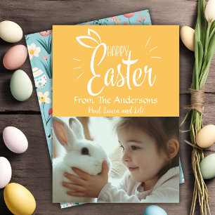 Tarjeta Festiva Foto del Personalizado Yellow Happy Easter