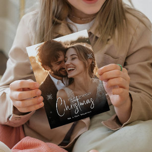 Tarjeta Festiva Foto del primer Boda de Navidades casados