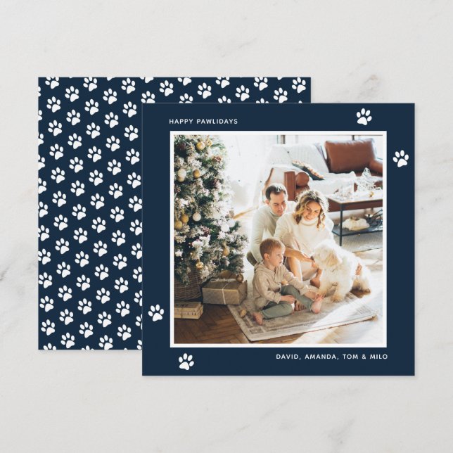 Tarjeta Festiva Foto del propietario de un gato de perro azul mode (Anverso / Reverso)