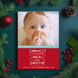 Tarjeta Festiva Foto del Recién nacido de Merry Little Navidades