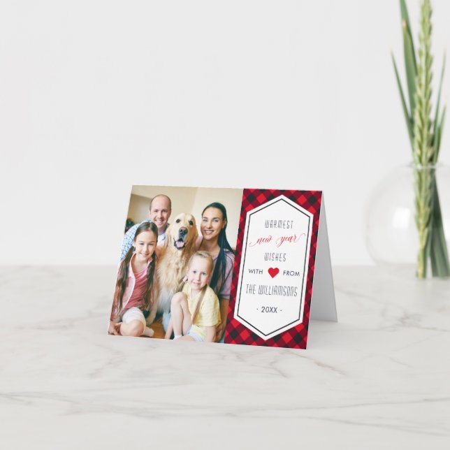 Tarjeta Festiva Foto del saludo navideño en búfalo de Año Nuevo (Anverso)