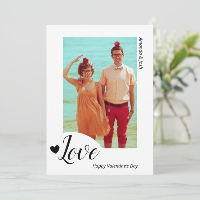 Tarjeta Festiva Foto: Día de San Valentín de amor Minimalista (Anverso de pie)